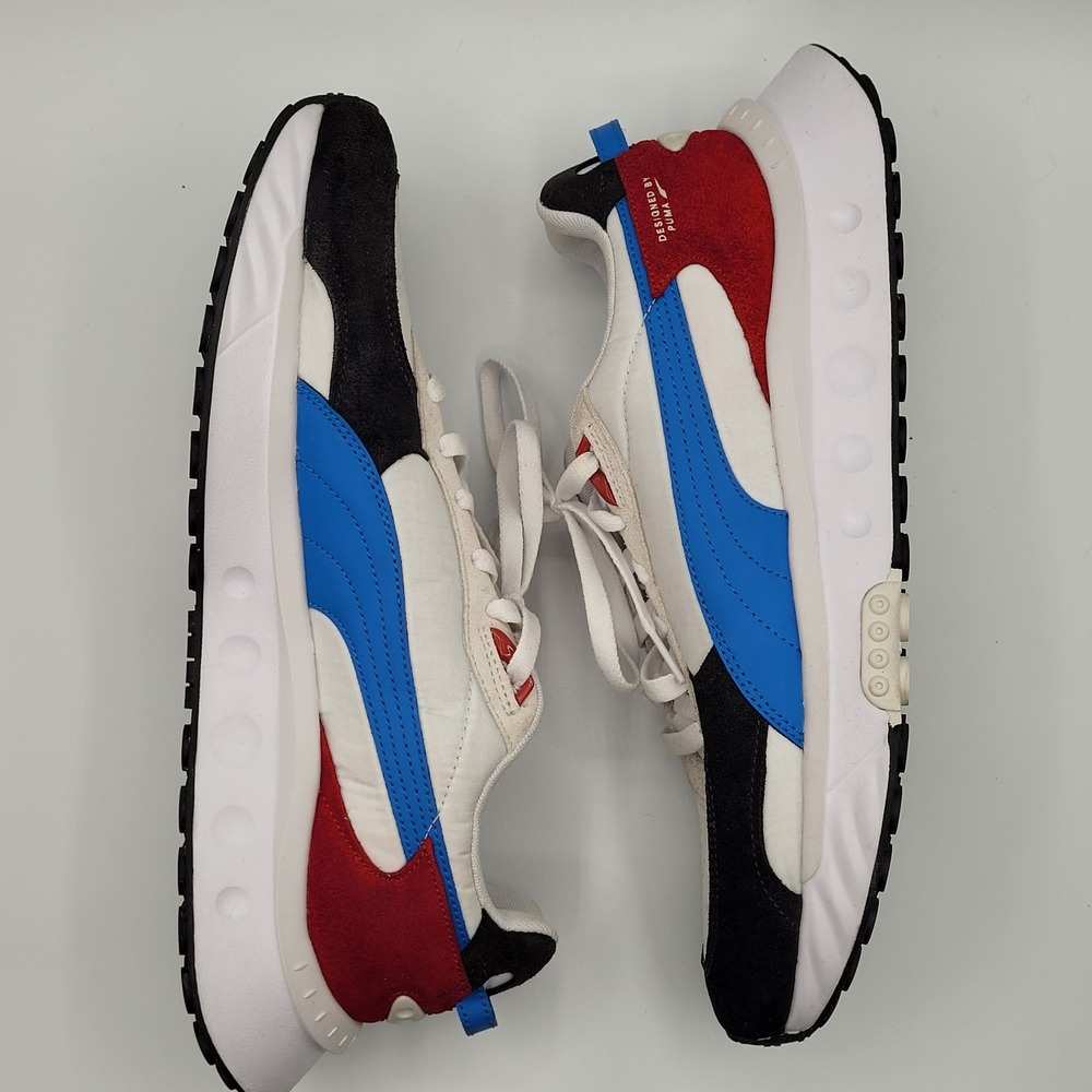 Puma Wild Rider Rollin Sneakers Mens Size 12 White Black Red Blue 381517-04 - Picture 2 of 9